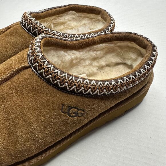 Sz 10 UGG Tasman Slippers Chestnut Brown Suede Shearling Classic Slip-On Cozy - Picture 4 of 10